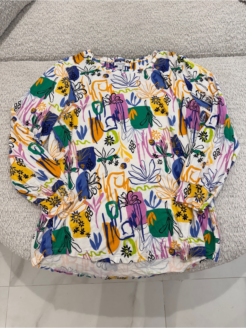 Chico’s Multicolor Patterned Long Sleeve Top